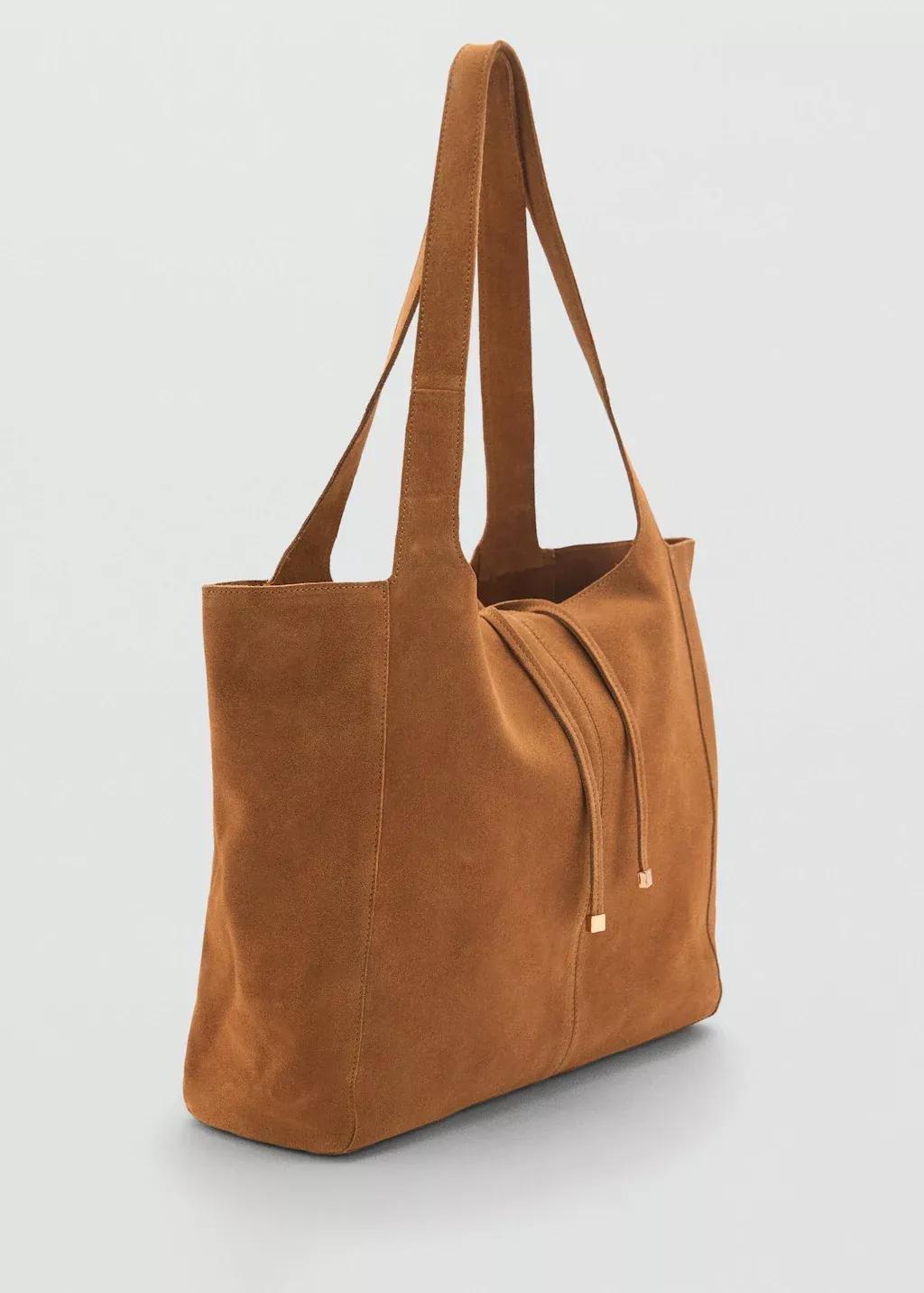 Brown Suede Shopper Bag, , medium
