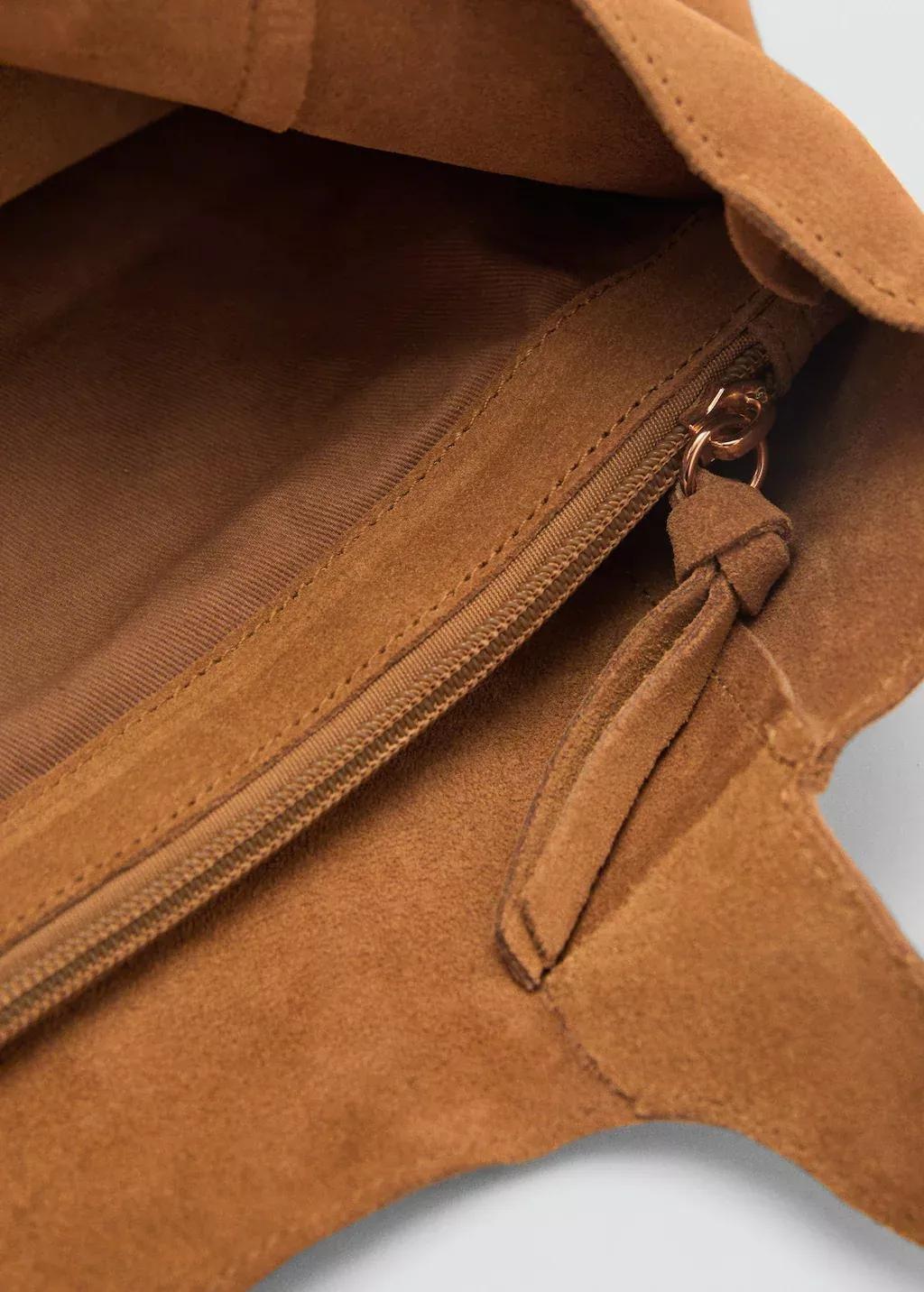 Brown Suede Shopper Bag, Medium Brown, large image number 1