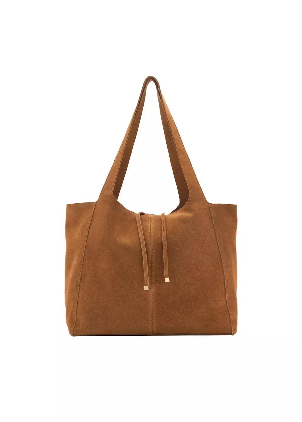 Brown Suede Shopper Bag, Medium Brown, large image number 3