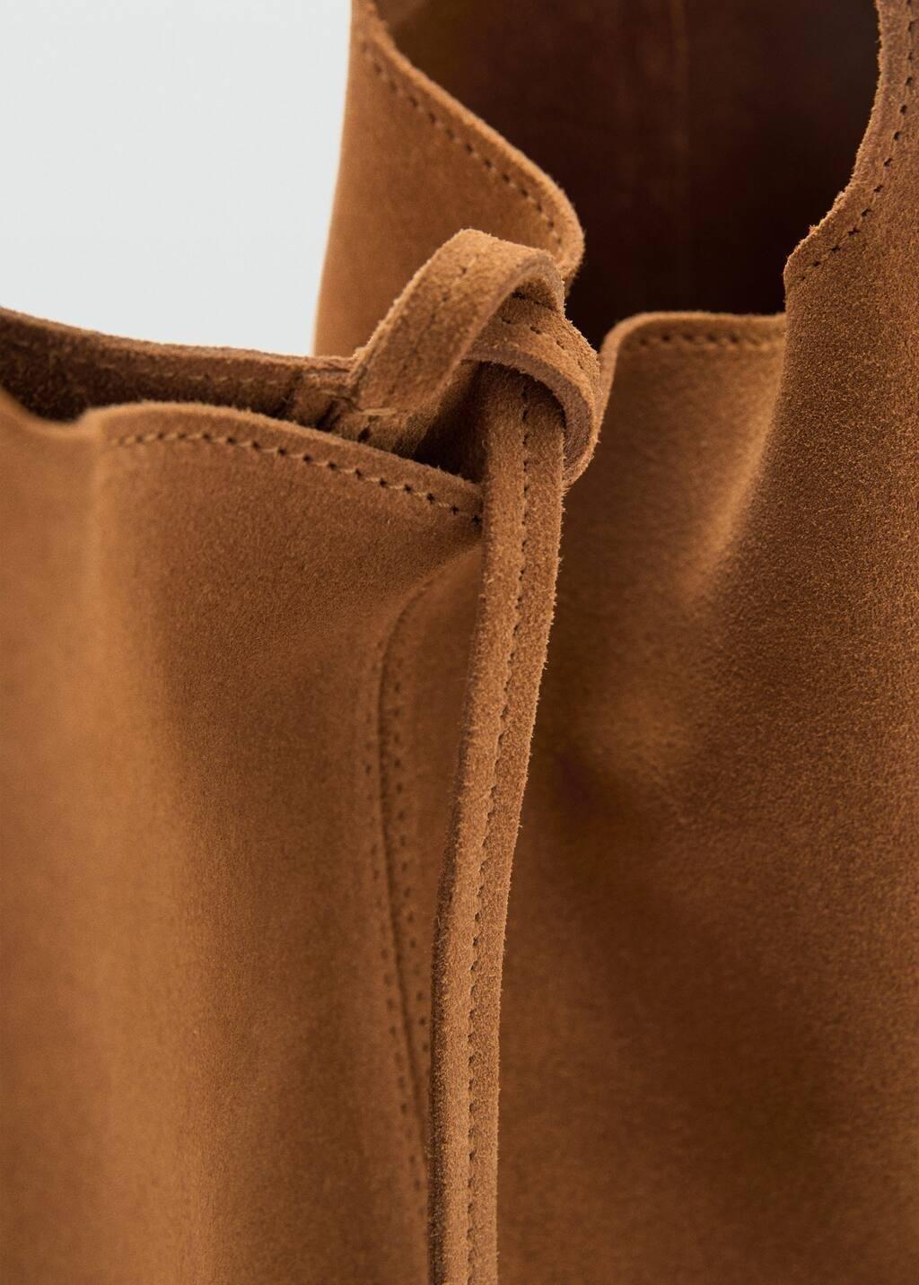 Brown Suede Shopper Bag, Medium Brown, large image number 4