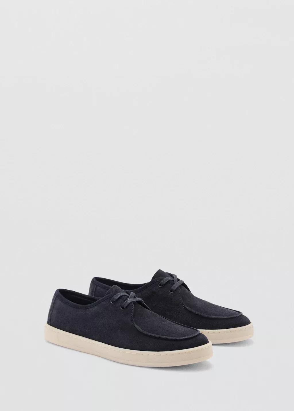Navy Suede Nautical Shoes, Navy, large image number 0