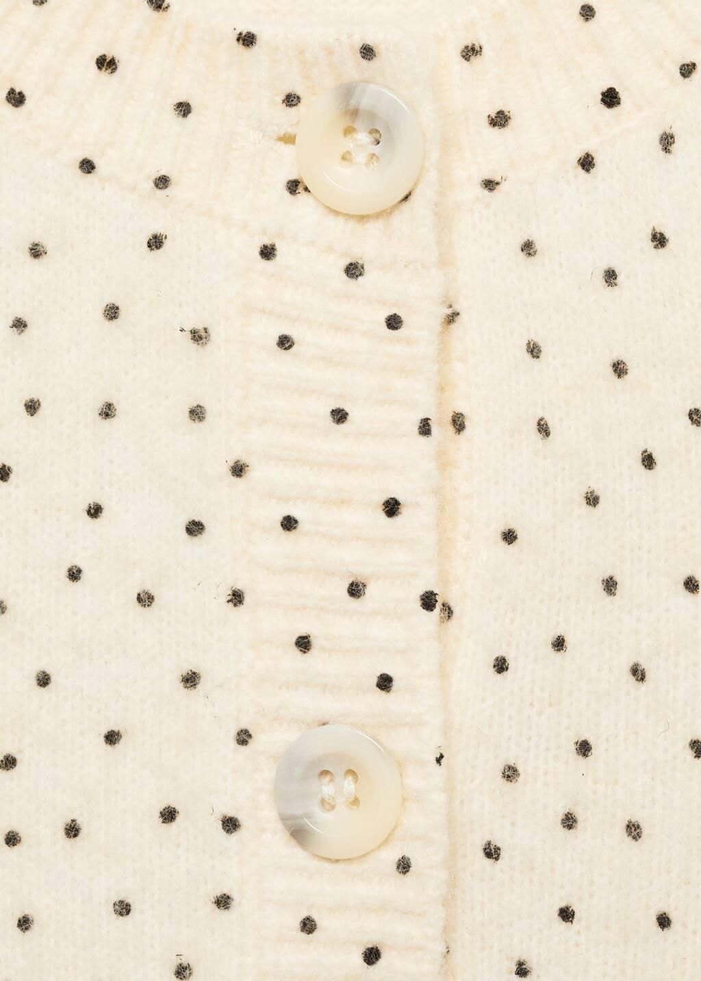 Beige Polka-Dot Knitted Cardigan, , large image number 3