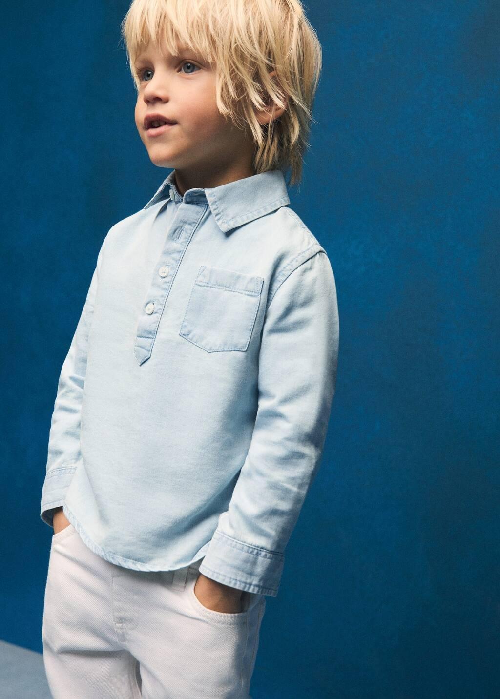 Blue Pocket Denim Shirt, Baby Boy, , large image number 2