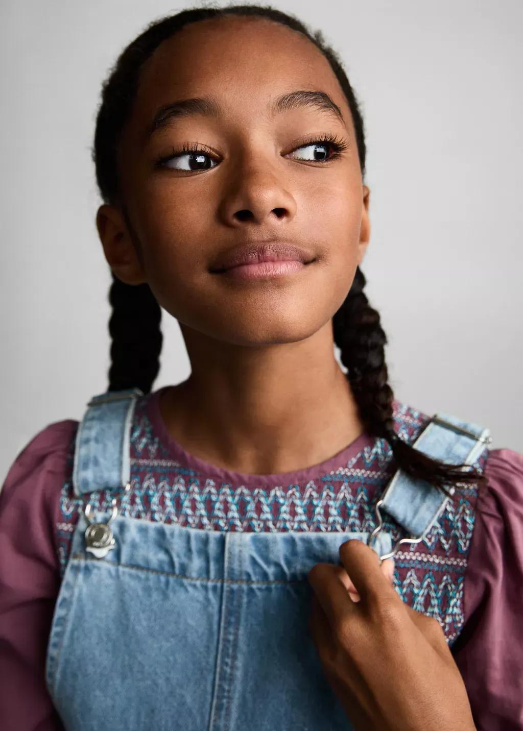 Blue Long Denim Dungarees, Kids Girl, , large image number 1