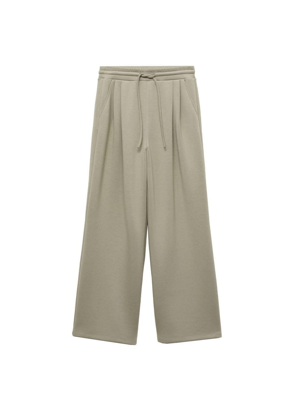 Khaki Wideleg Pleated Jogger Trousers, , large image number 3