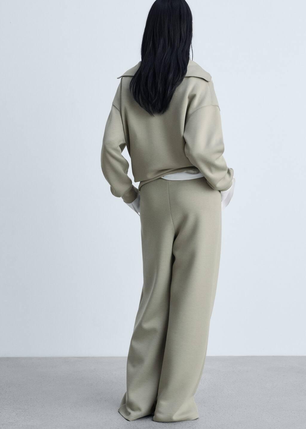 Khaki Wideleg Pleated Jogger Trousers, , large image number 5