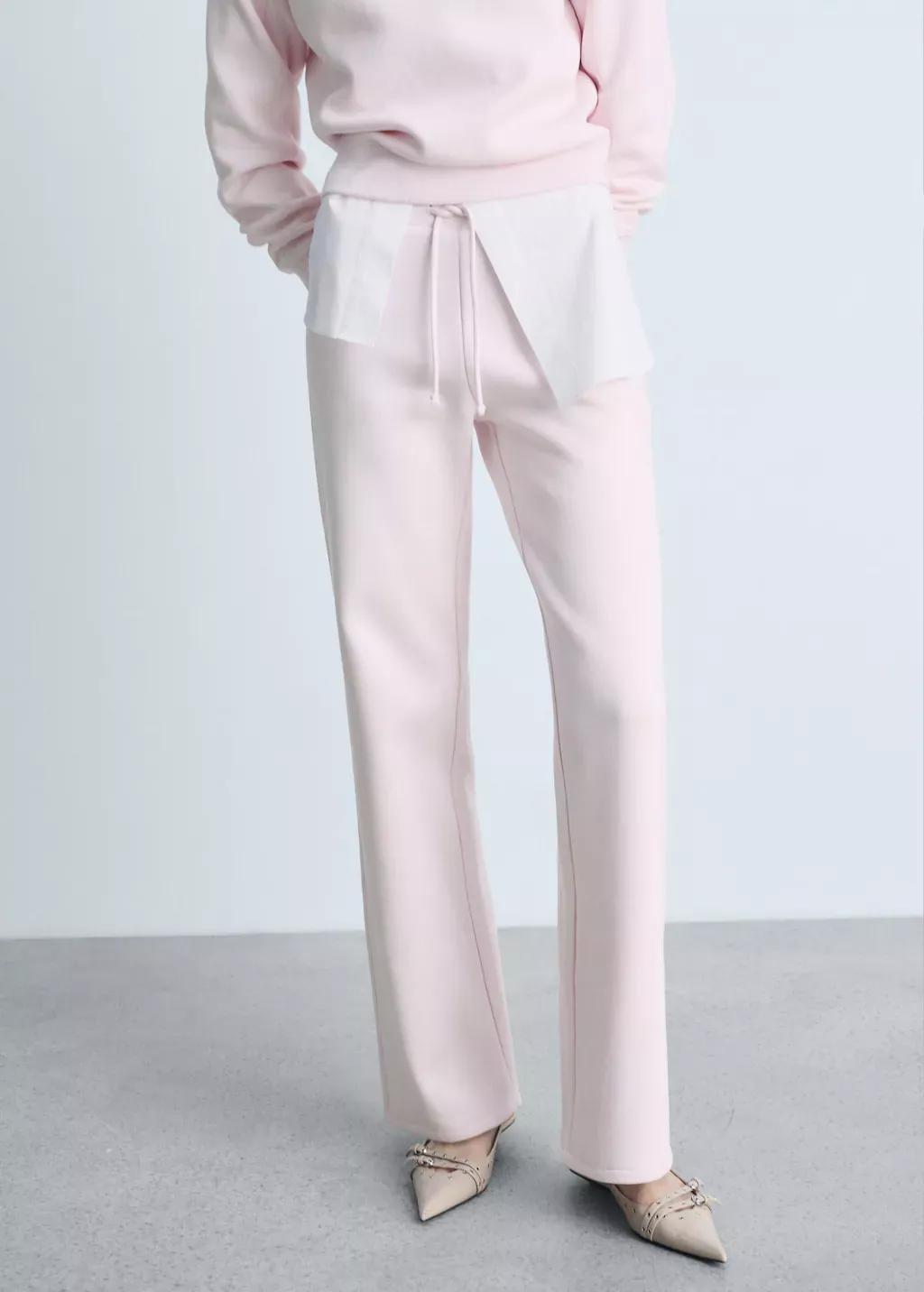 Pink Lt-Pastel Wideleg Cotton Joggers, , medium