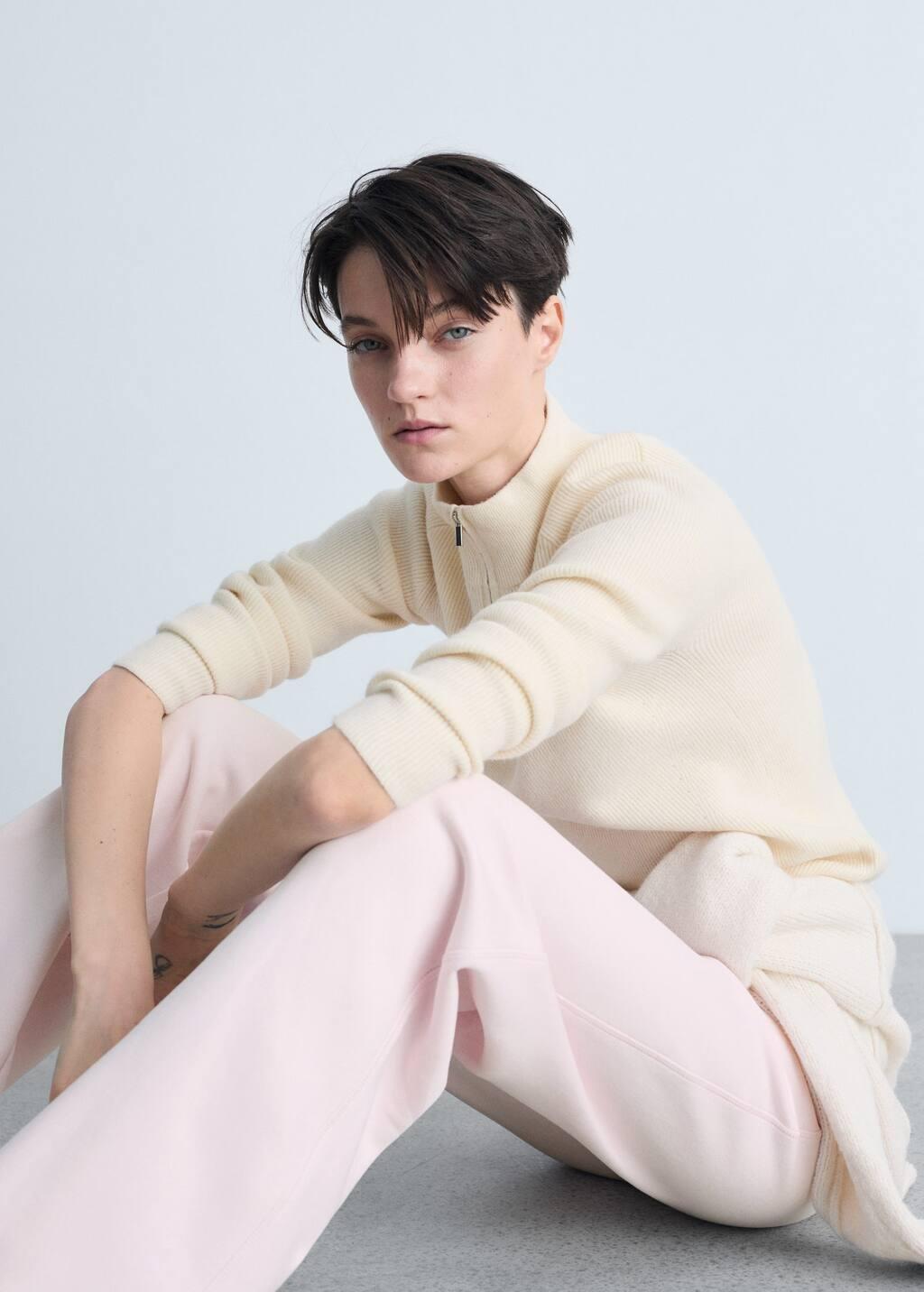 Pink Lt-Pastel Wideleg Cotton Joggers, , large image number 1