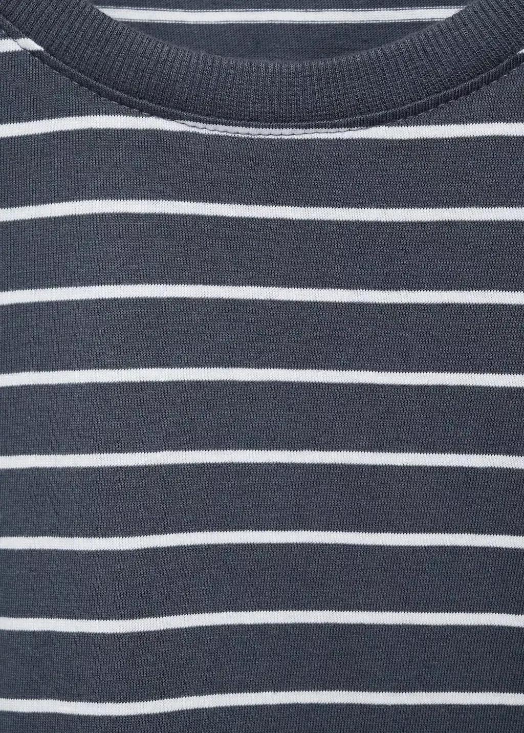 Grey Striped Cotton T-Shirt, Kids Boy, , large image number 2