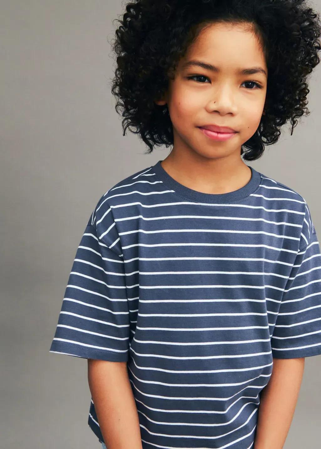 Grey Striped Cotton T-Shirt, Kids Boy, , large image number 3