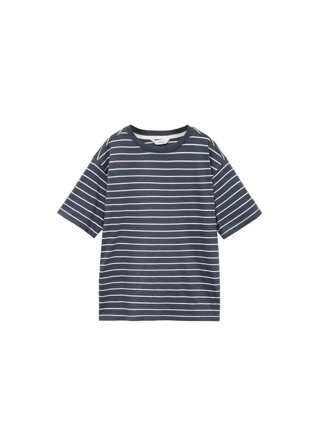 Grey Striped Cotton T-Shirt, Kids Boy, , large image number 4