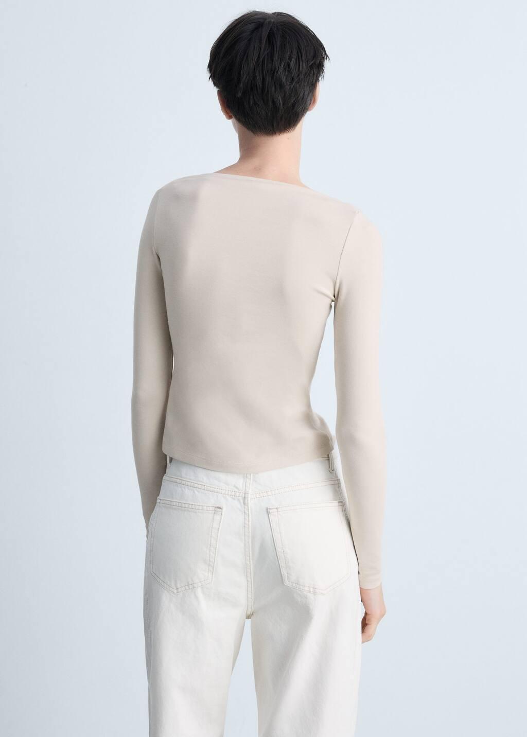 Grey Lt Pastel Cotton Boat Neck T-Shirt, 0201_06, large image number 5