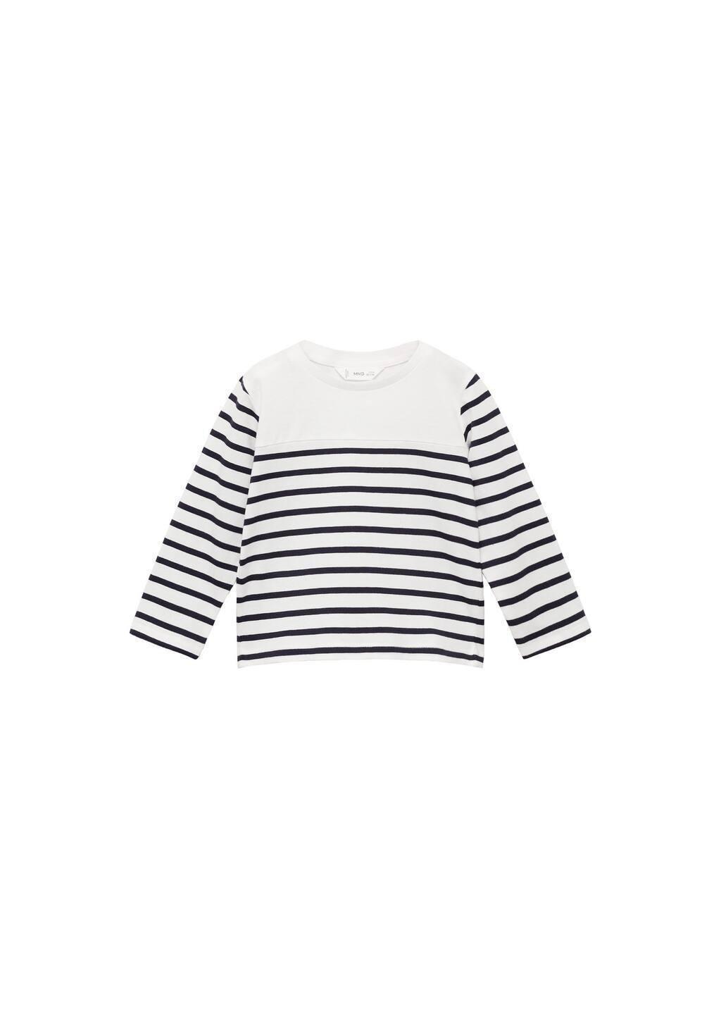 White Striped Long Sleeves T-Shirt, Baby Girl, , medium