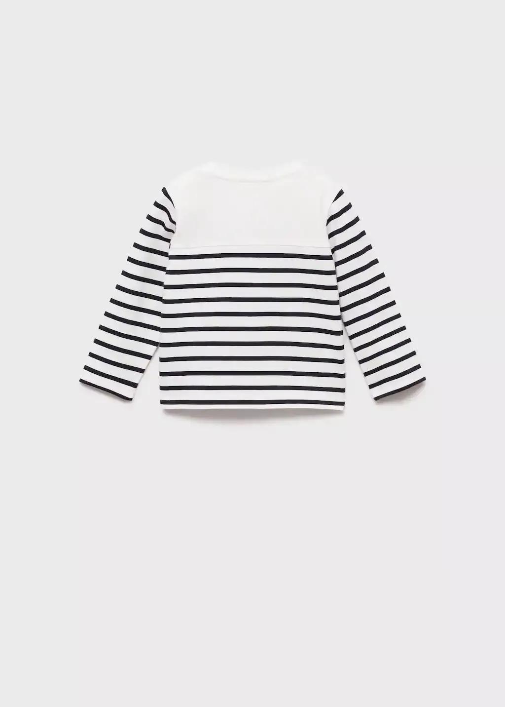 White Striped Long Sleeves T-Shirt, Baby Girl, , large image number 2