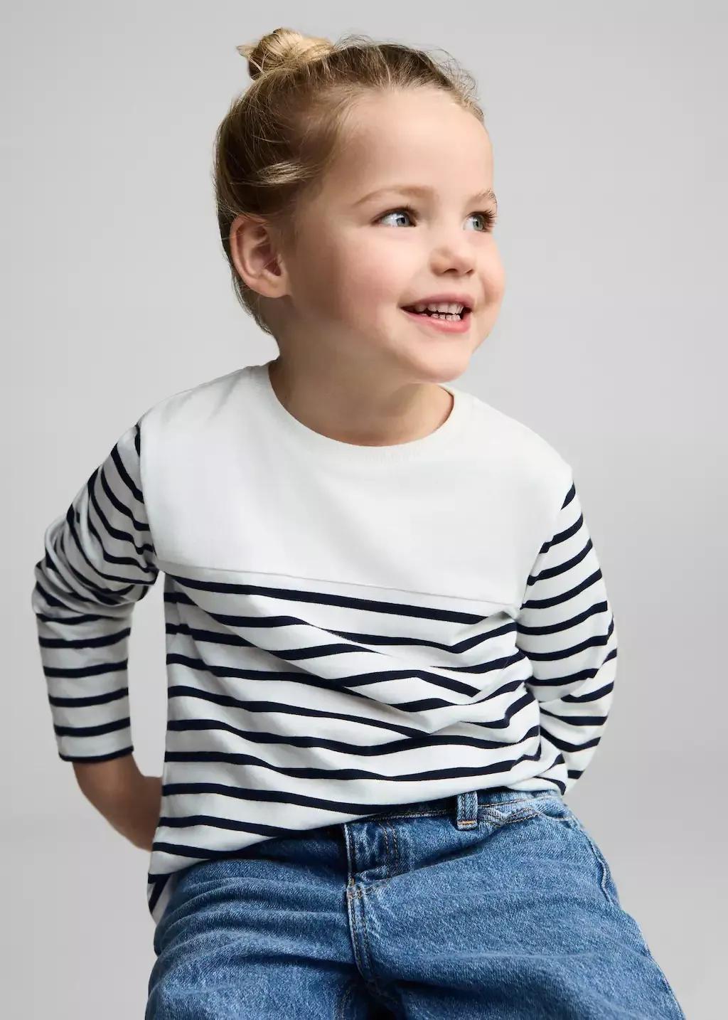 White Striped Long Sleeves T-Shirt, Baby Girl, , large image number 3
