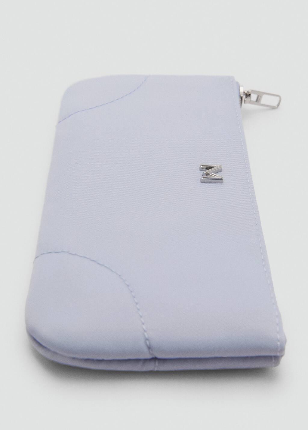 Blue Lt Pastel Zipped Nylon Cosmetics Bag, 0201_50, large image number 0