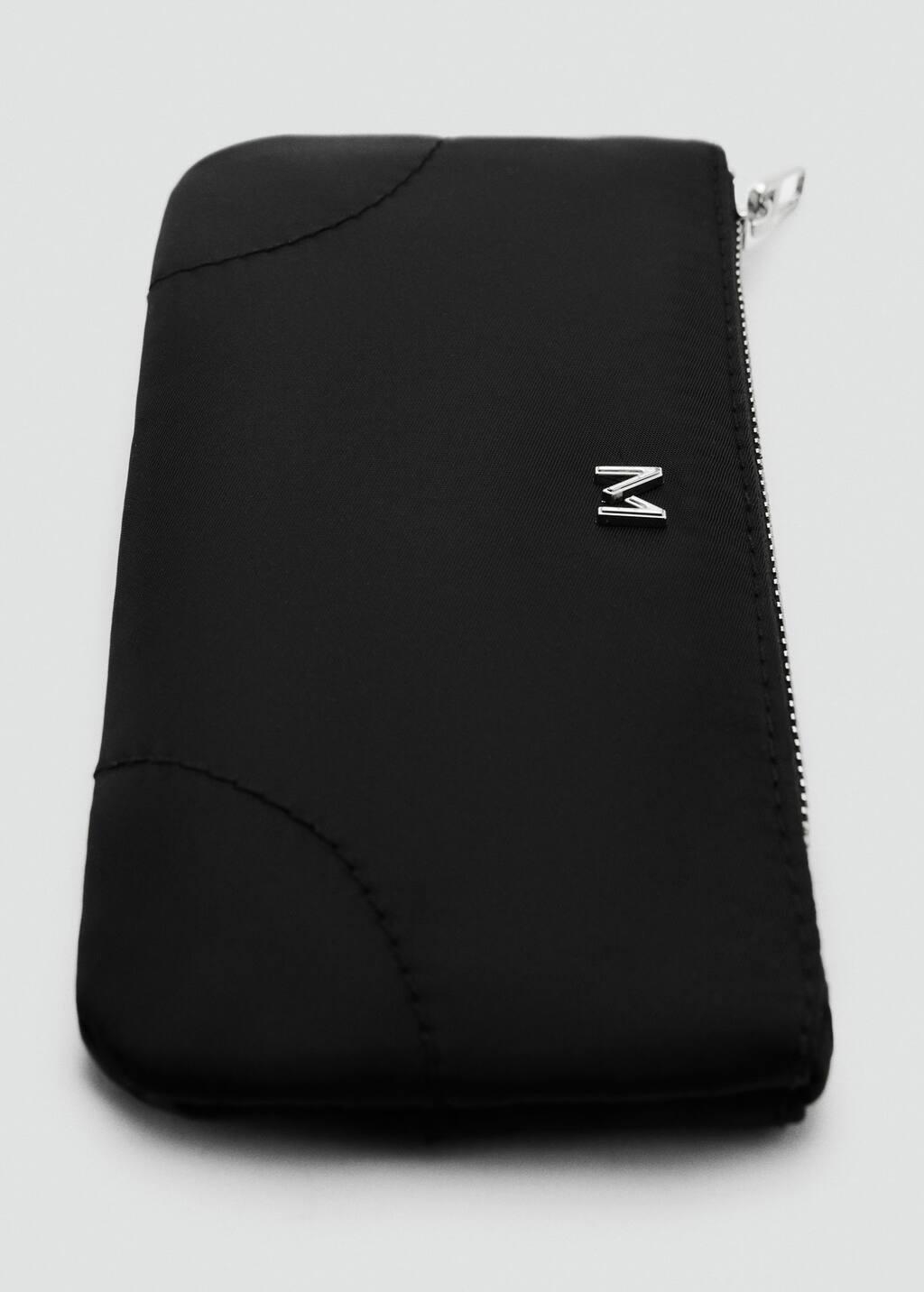 Black Zipped Nylon Cosmetics Bag, , medium