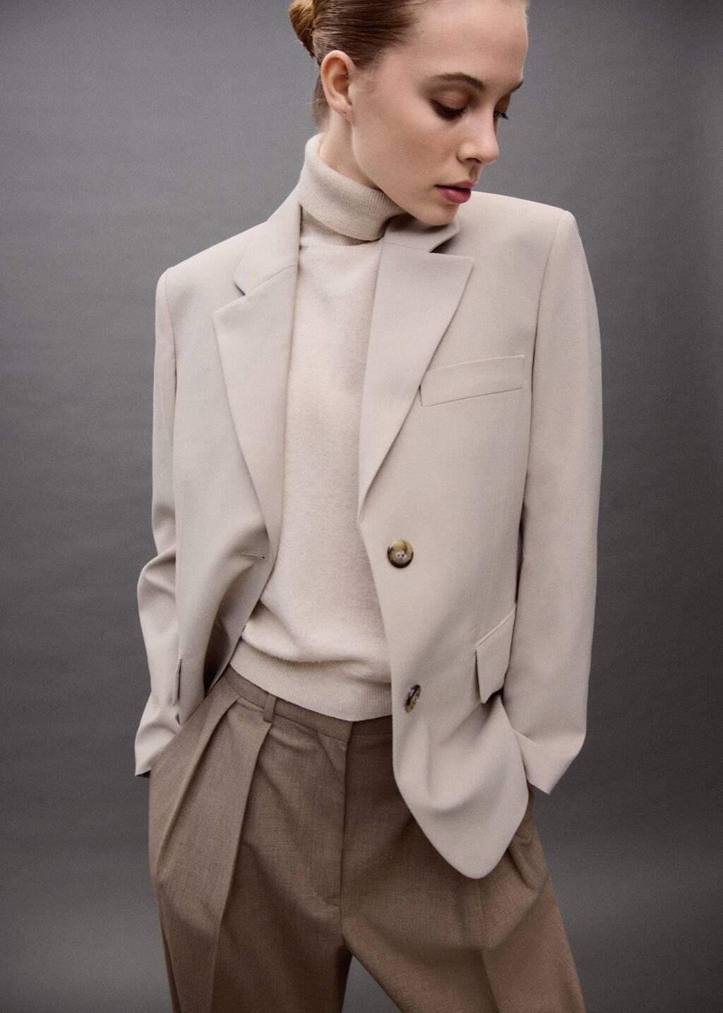 Beige Structured Straight-Fit Jacket, , large image number 5