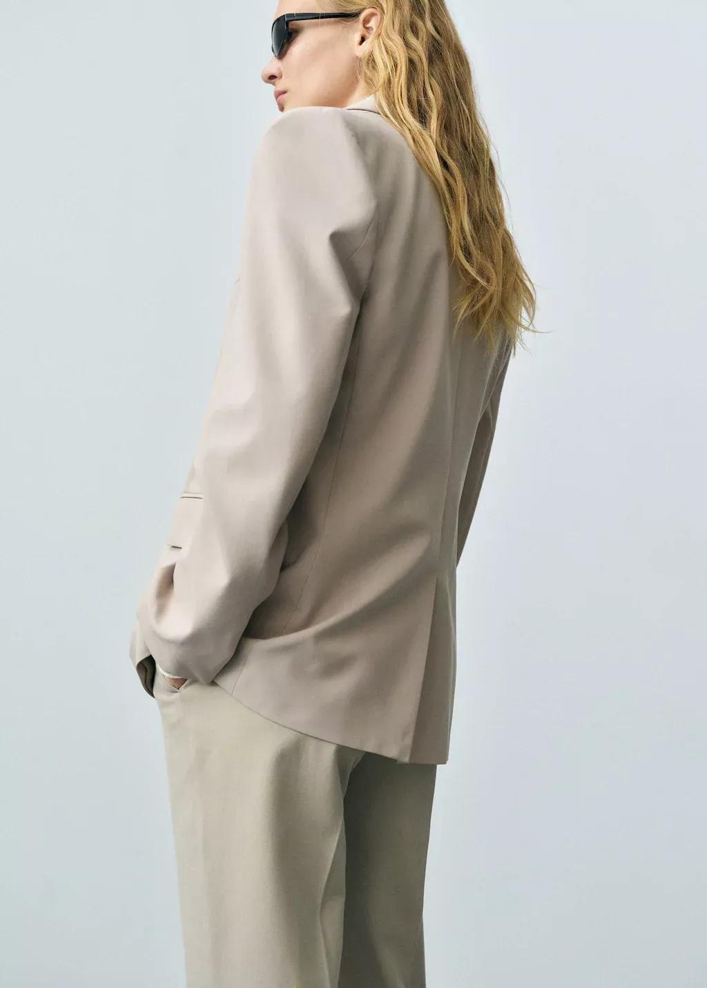 Beige Structured Straight-Fit Jacket, , large image number 6