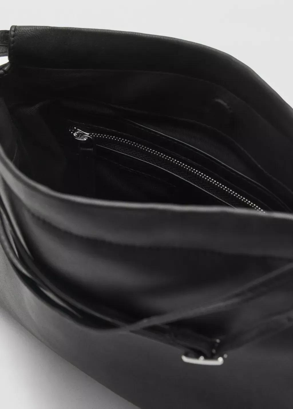 BLACK Ruched Handmade Sack-style Bag, Black, large image number 2