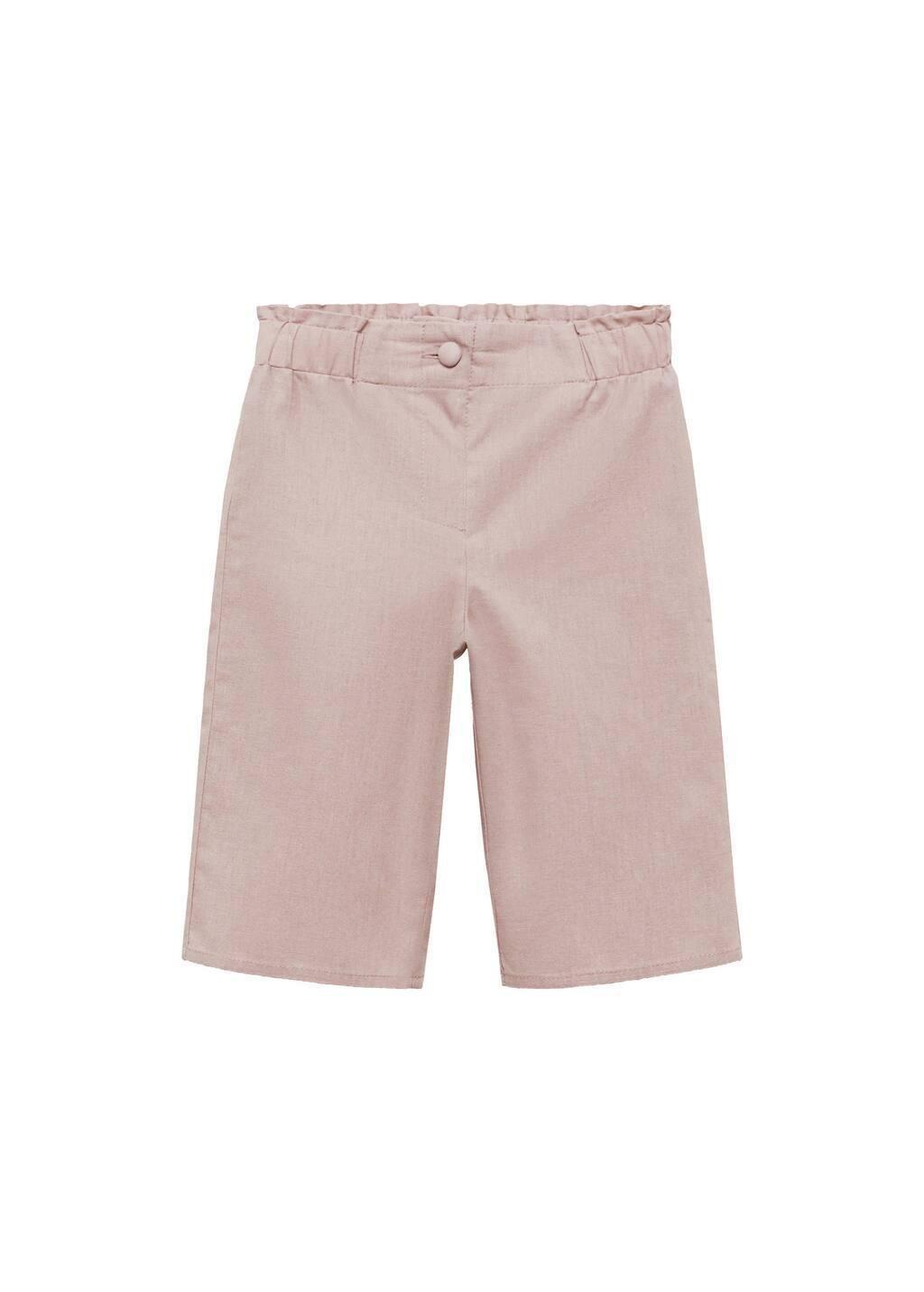 Pink Linen-Blend Trousers, Baby Girl, , medium