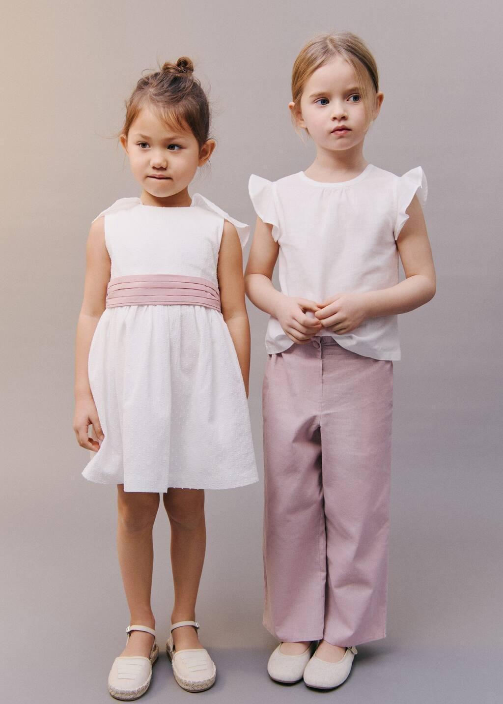 Pink Linen-Blend Trousers, Baby Girl, , large image number 3