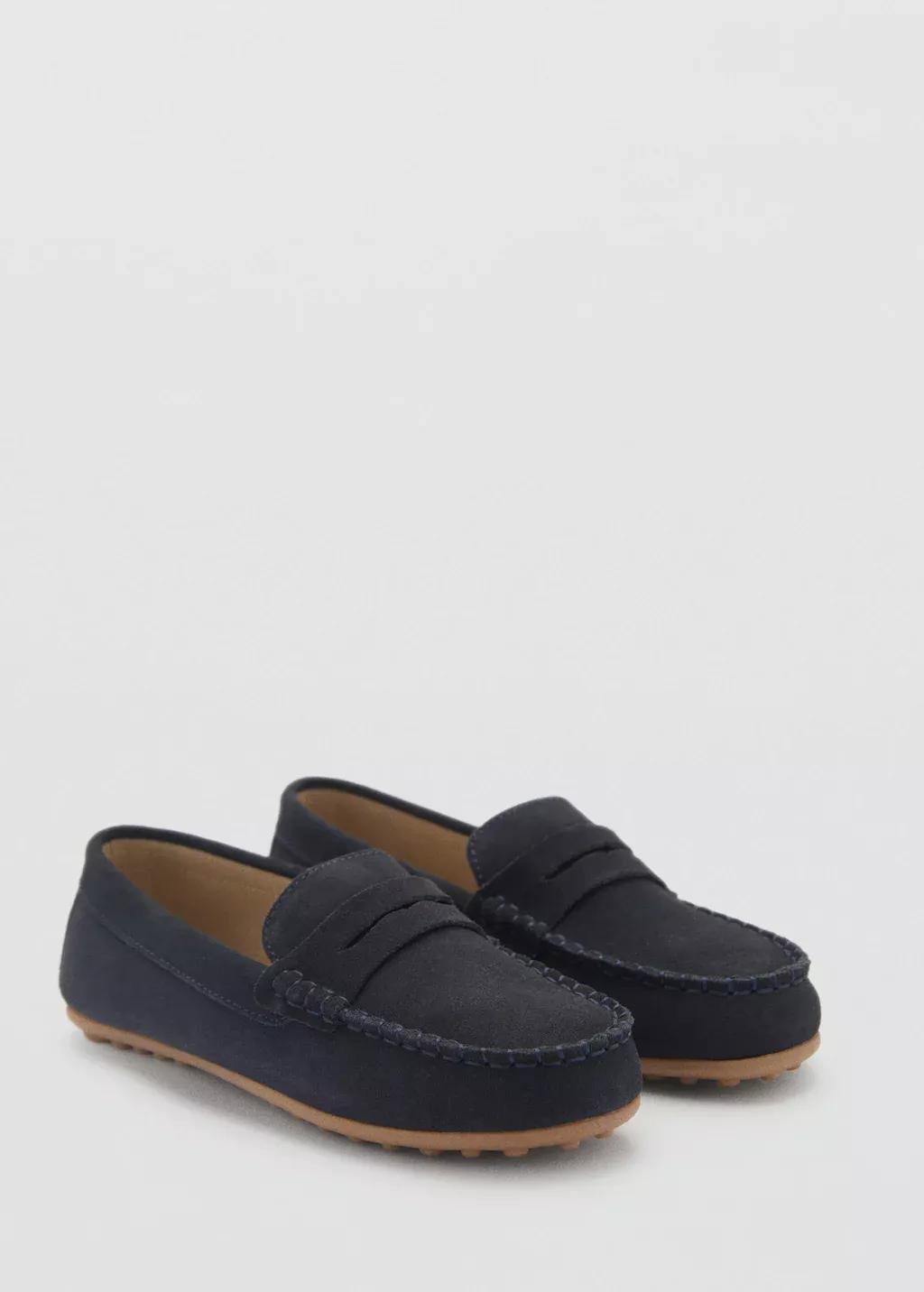Blue Suede Leather Loafers, Kids Boy, , large image number 0