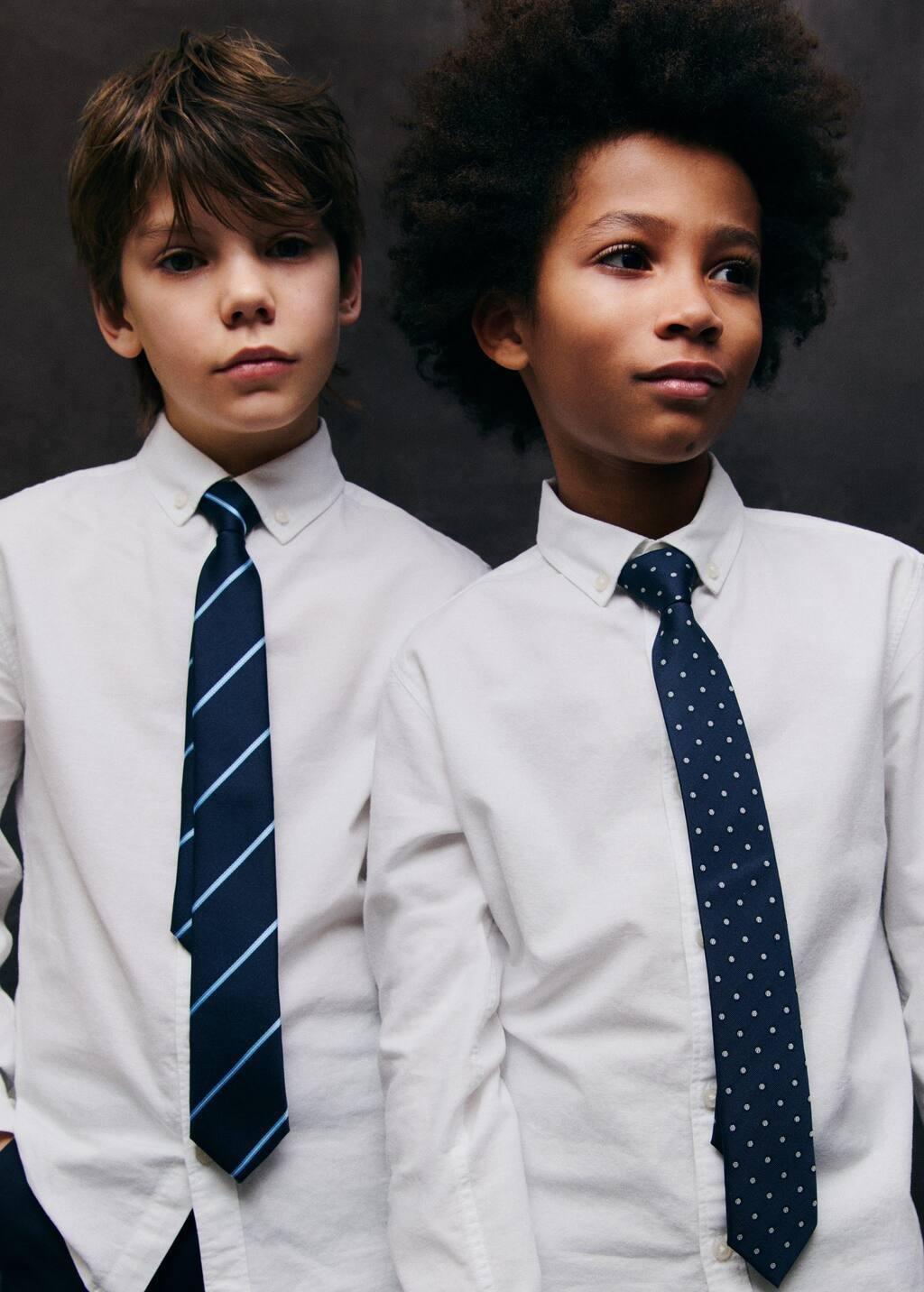 Navy Striped Tie, Kids Boy, Navy, large image number 1
