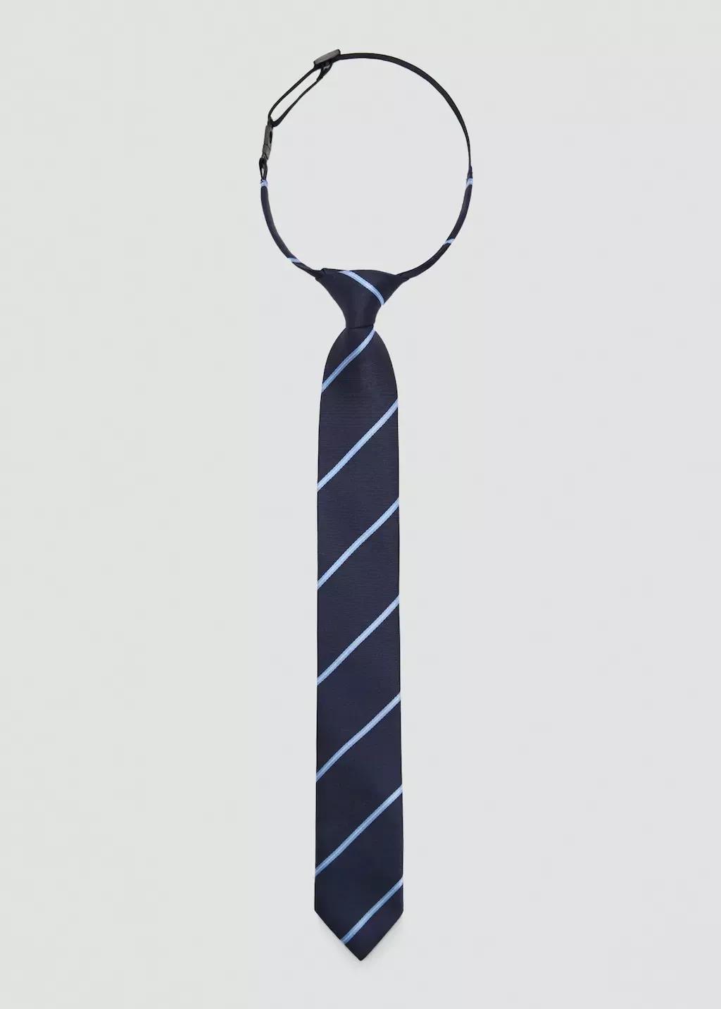 Navy Striped Tie, Kids Boy, Navy, large image number 2