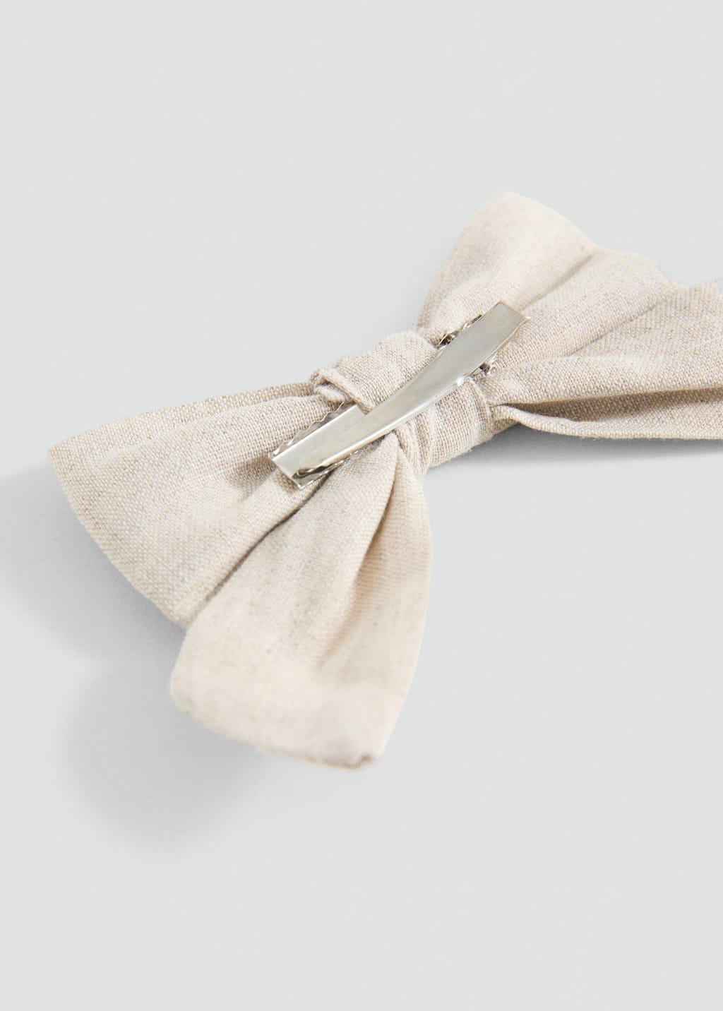Beige Bow Hairclips Plain Type, Kids Girls, , medium