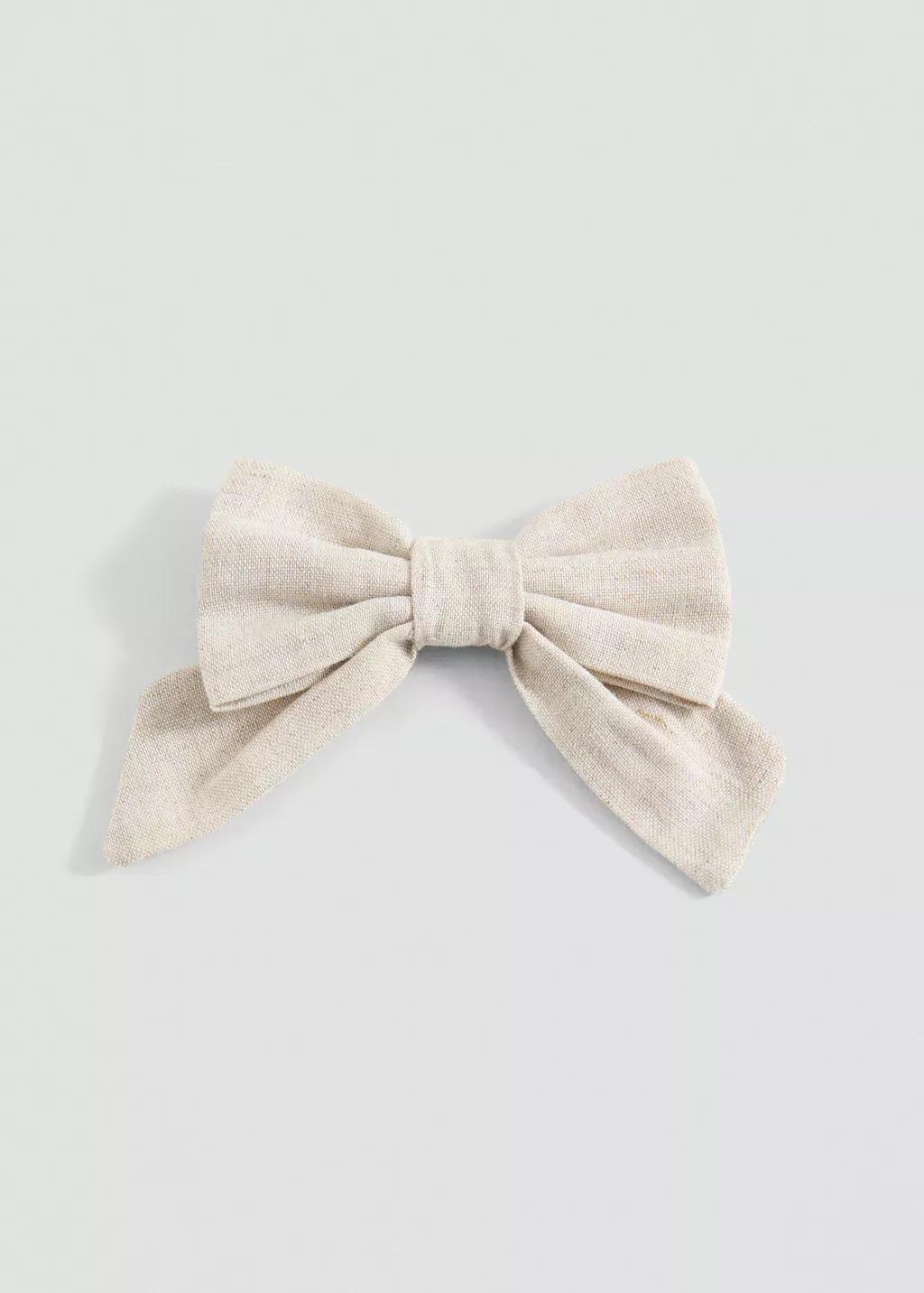 Beige Bow Hairclips Plain Type, Kids Girls, Light Pastel Brown, large image number 2