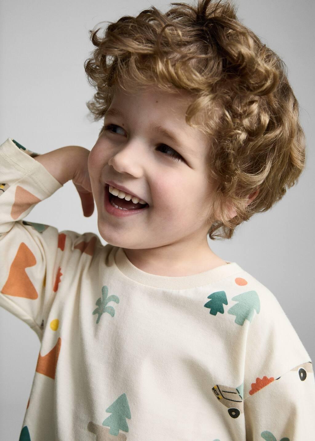 Beige 100% Cotton T-Shirt With Printed Drawing, Baby Boy, , large image number 2