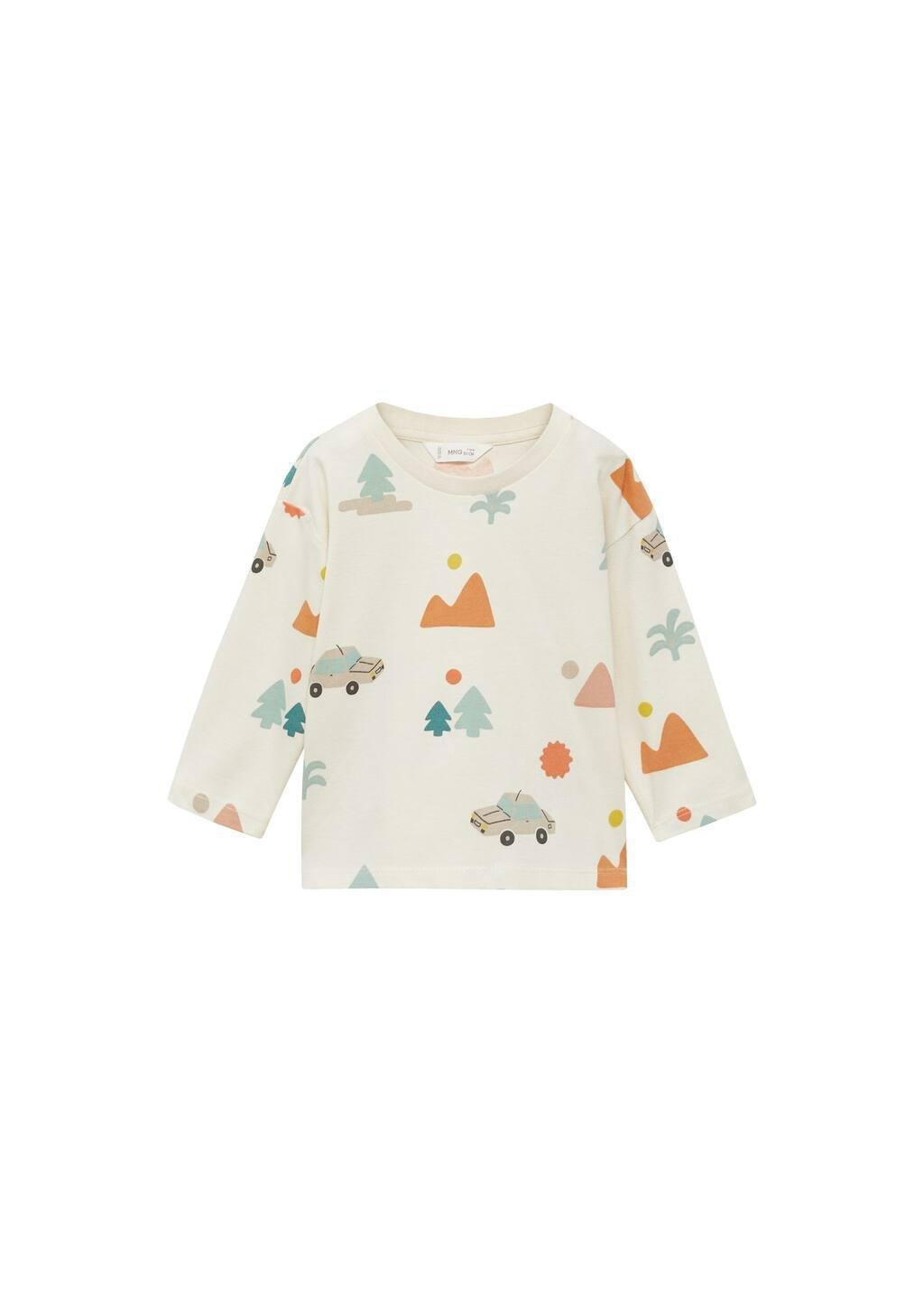 Beige 100% Cotton T-Shirt With Printed Drawing, Baby Boy, , large image number 4