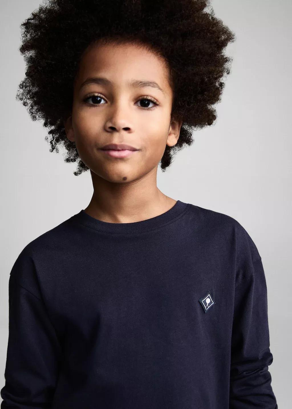 Navy Printed Cotton-Blend T-Shirt, Kids Boy, , large image number 1