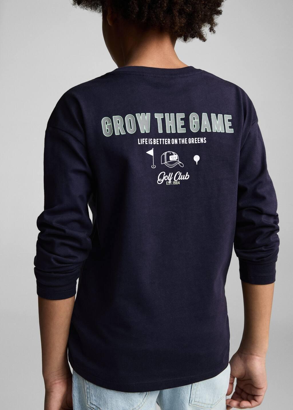 Navy Printed Cotton-Blend T-Shirt, Kids Boy, , large image number 2