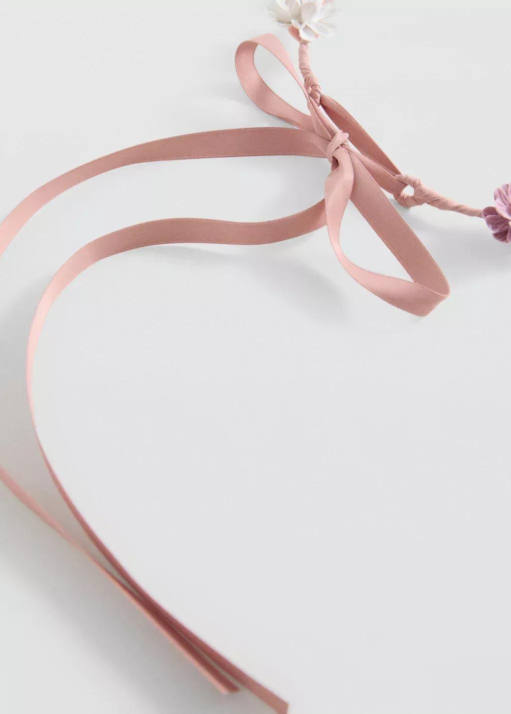 Pink Lt Pastel Tie Closure Flower Hairband, Kids Girl, , medium