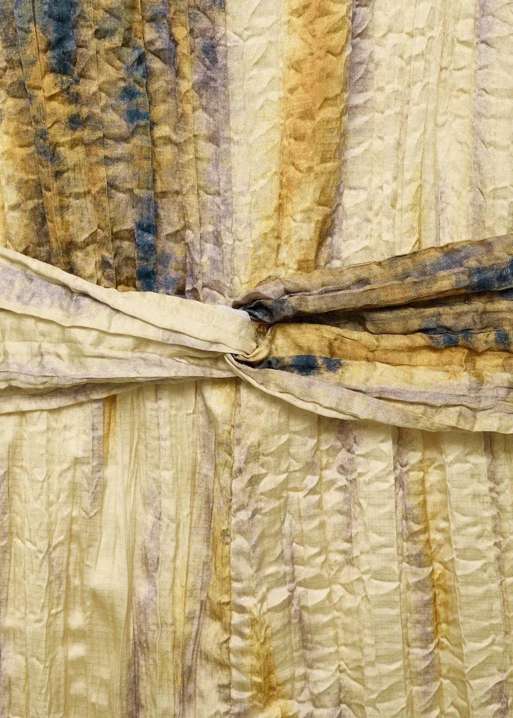 Yellow Long Satin Textured Jumpsuit, , large image number 4