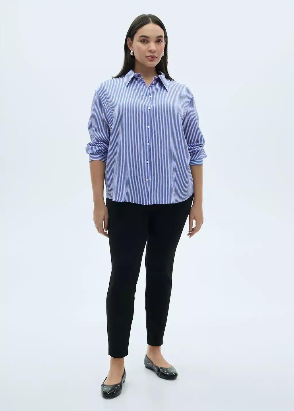 Blue Striped Straight Shirt, , large image number 1