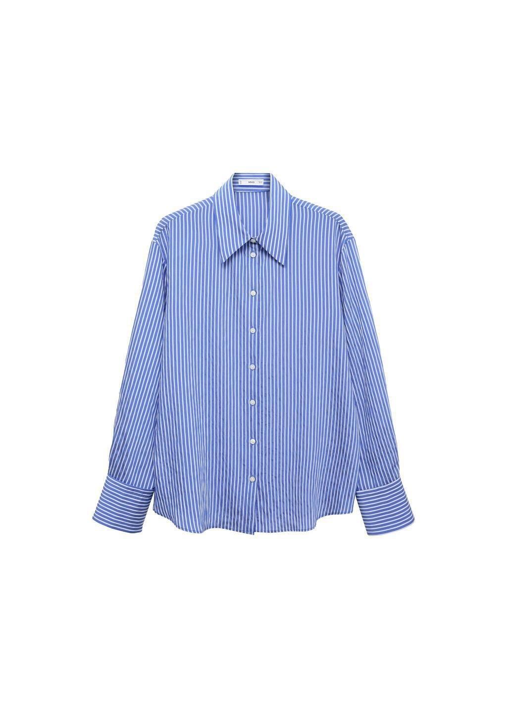 Blue Striped Straight Shirt, , large image number 3