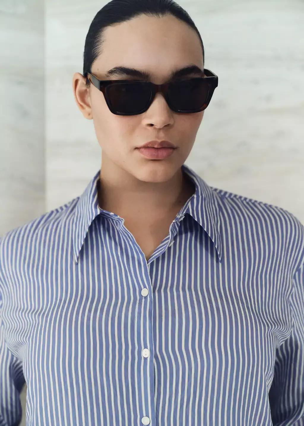 Blue Striped Straight Shirt, , large image number 6