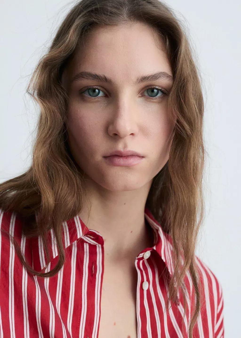 Red Striped Straight Shirt, Red, large image number 1