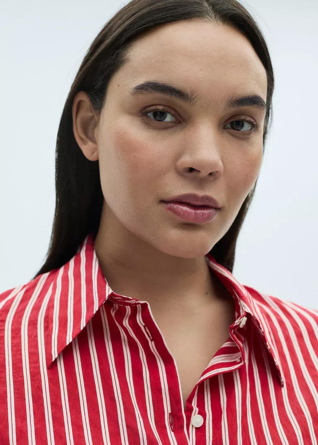 Red Striped Straight Shirt, , large image number 4