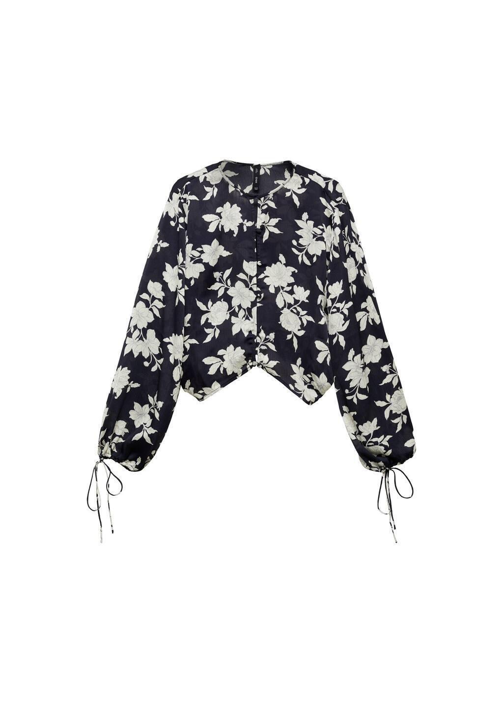 Black Floral Print Blouse, , large image number 3