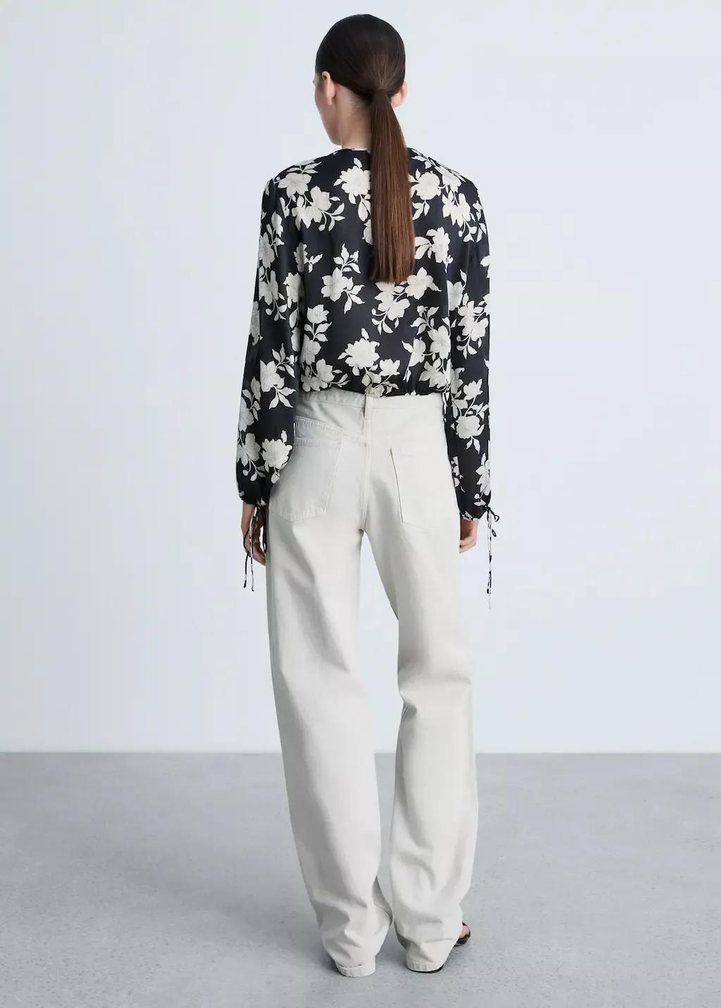Black Floral Print Blouse, , large image number 4