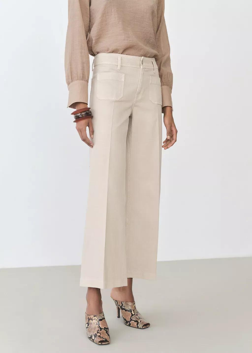 Pastel Brown Culotte Ankle-Length Jeans, , medium