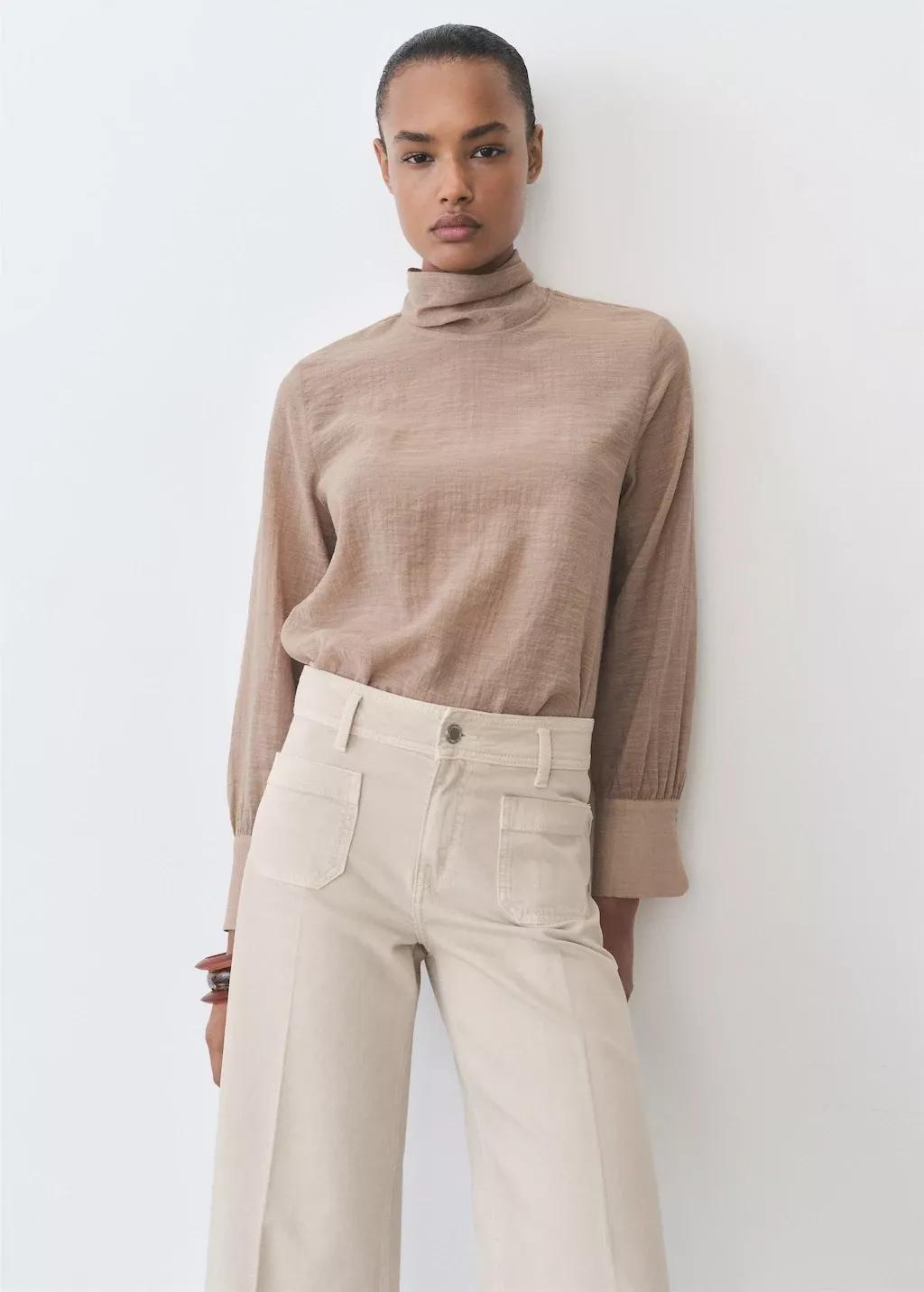 Pastel Brown Culotte Ankle-Length Jeans, , large image number 1
