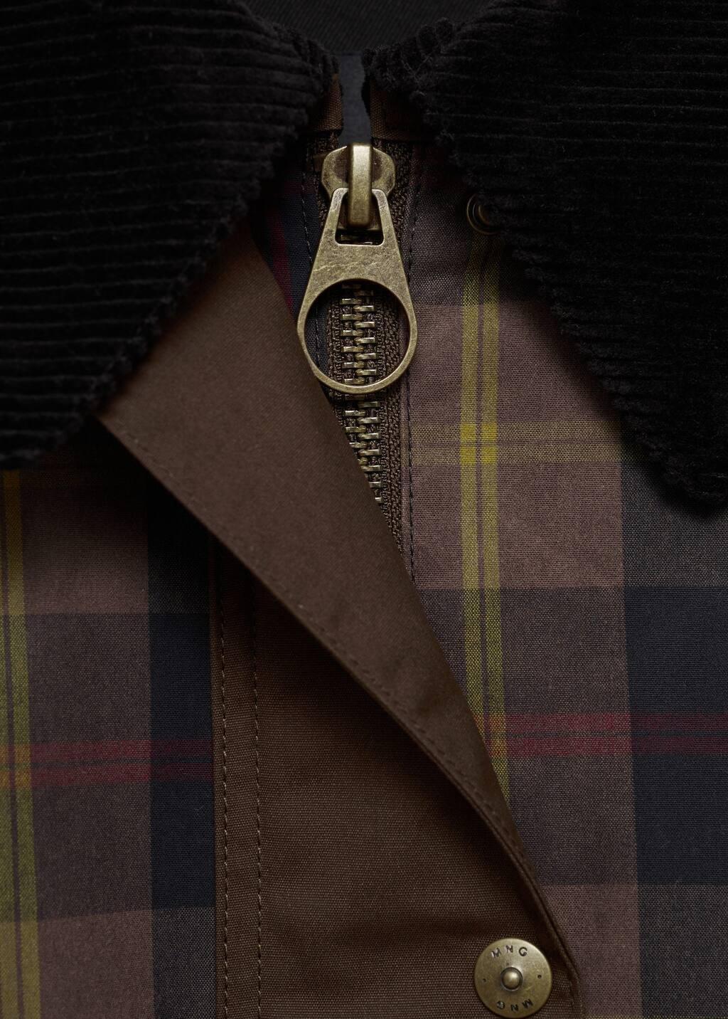 Navy Checked Parka With Contrasting Collar, , large image number 1
