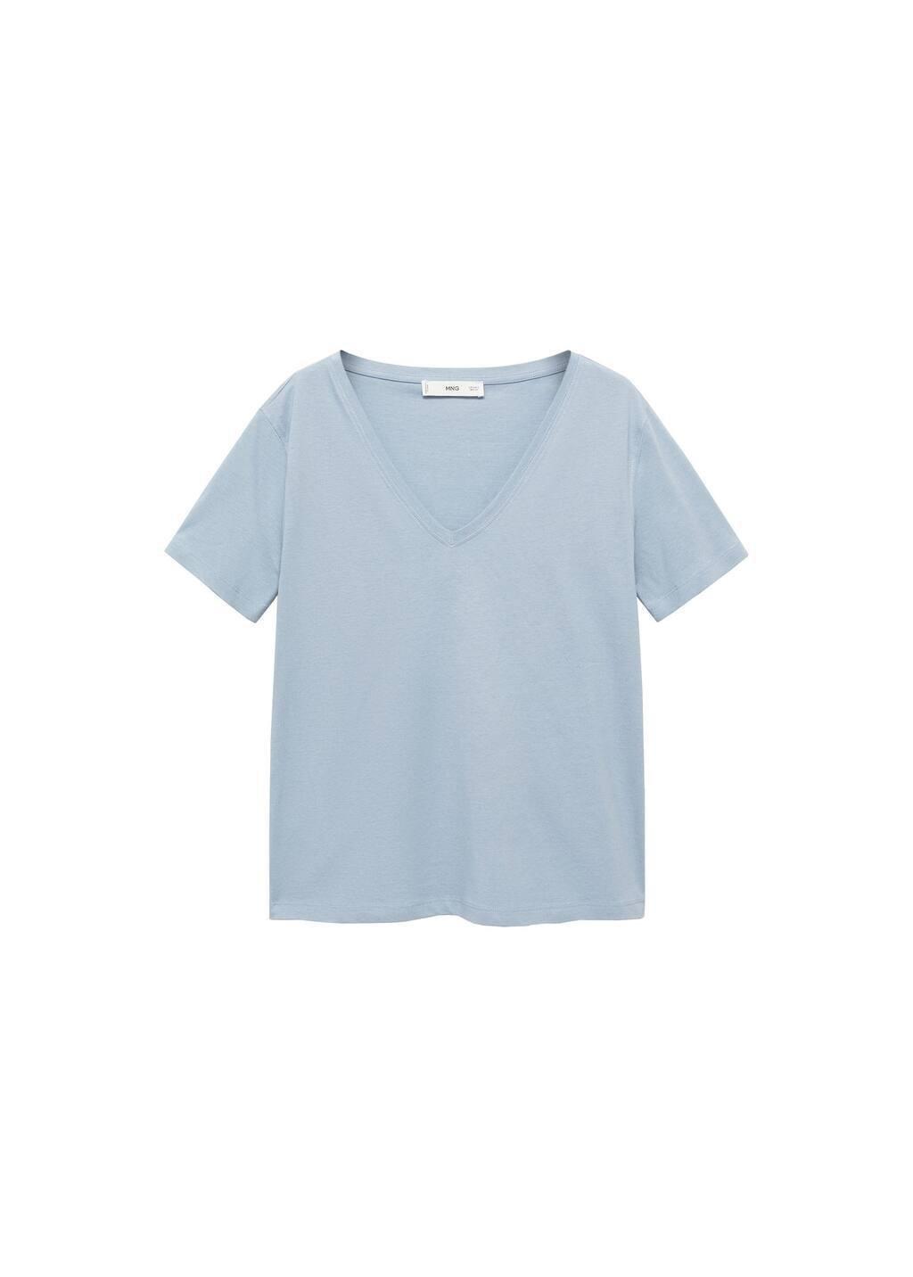 Blue Lt Pastel Short-Sleeved V-Neck T-Shirt, , large image number 3
