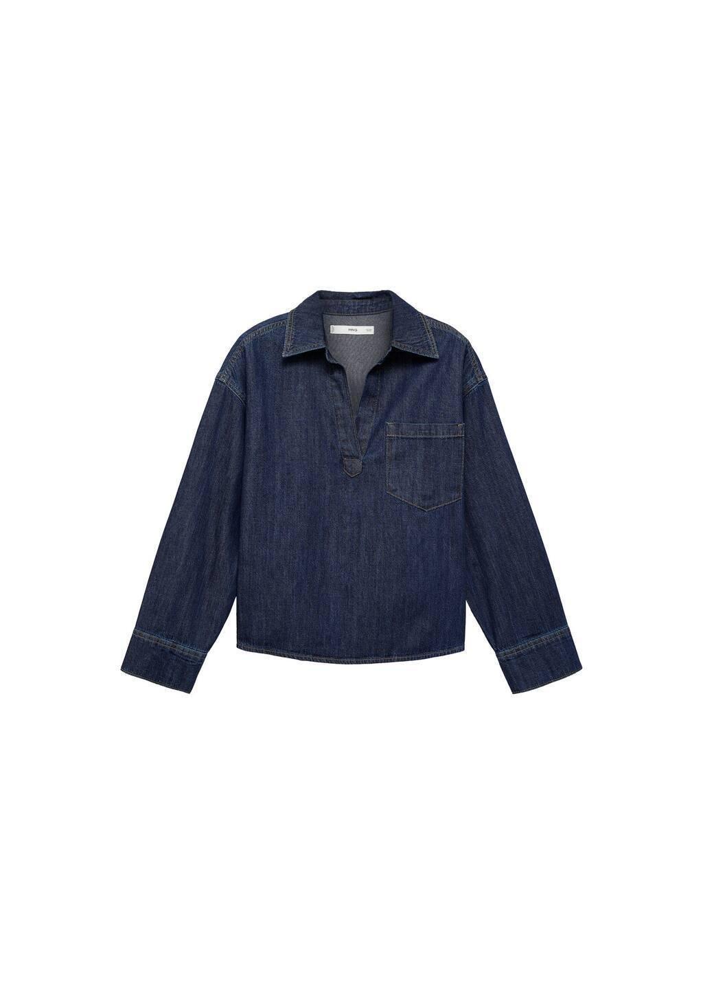 Blue Denim Cotton Shirt, , large image number 3