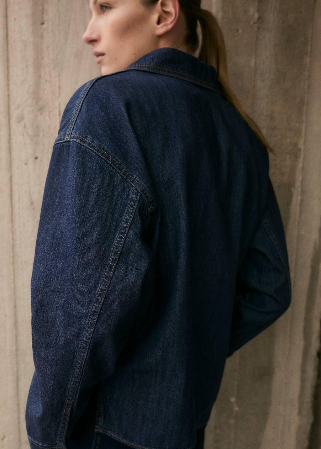 Blue Denim Cotton Shirt, , large image number 4